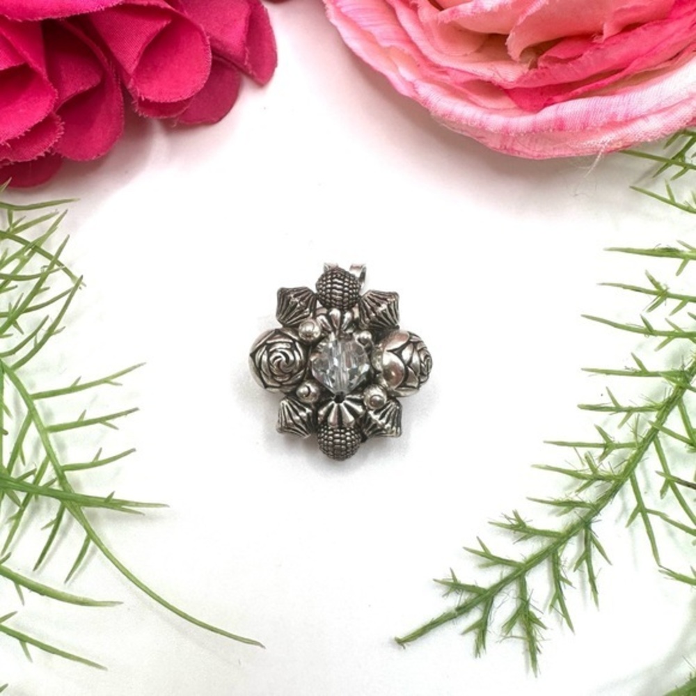 NEW⚜️Crystal & Silver Beaded Charm Pendant